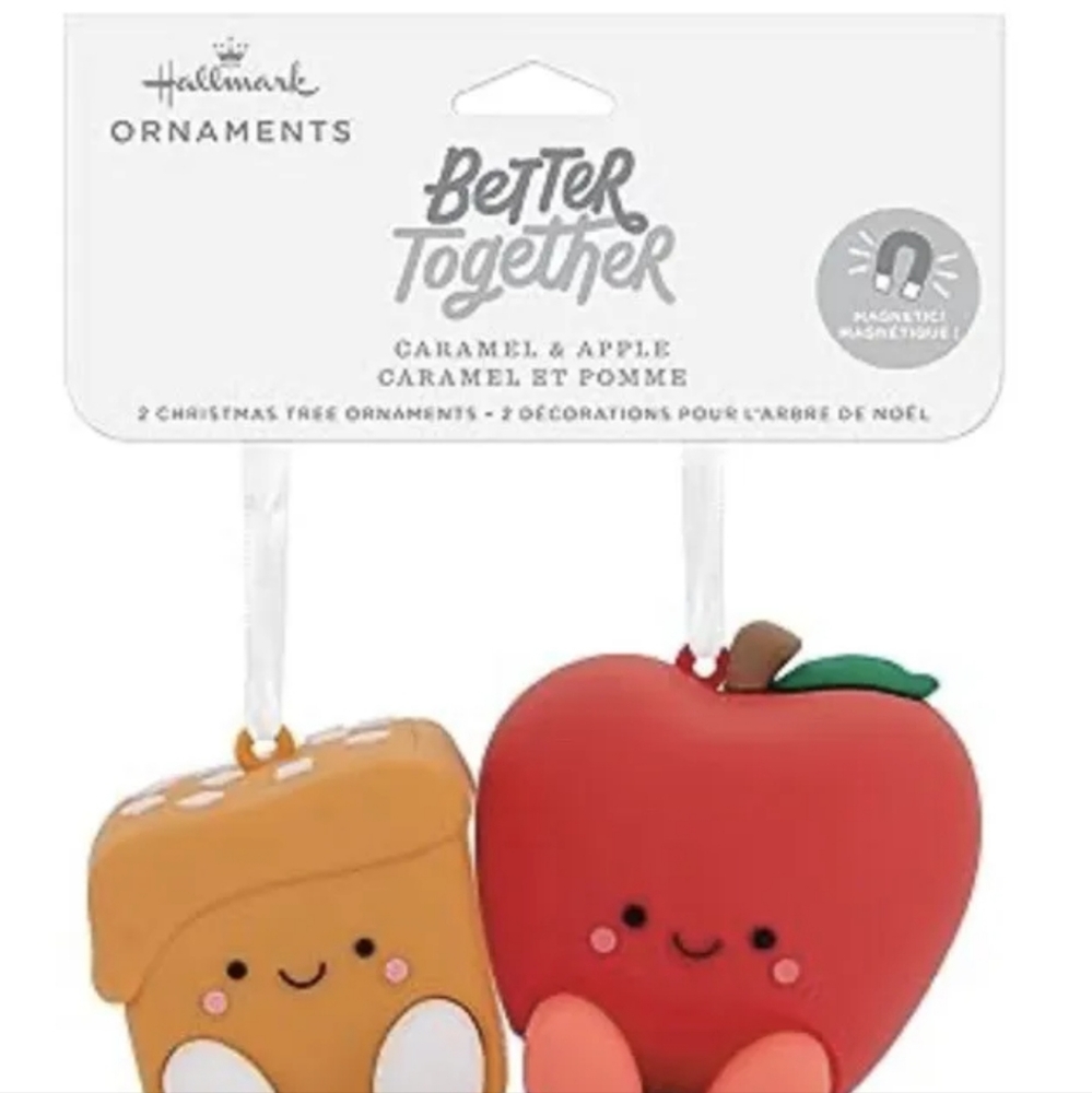 Hallmark Better Together Magnetic Ornament SET Apple 🍎 & Caramel NEW
